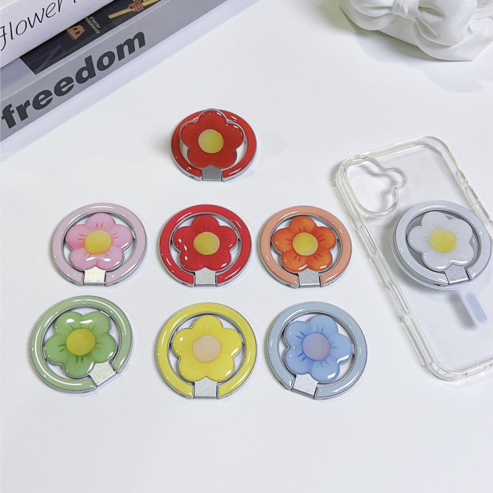 Car Accessories Decoration - 꽃 모양 자석 접이식 킥스탠드 폰