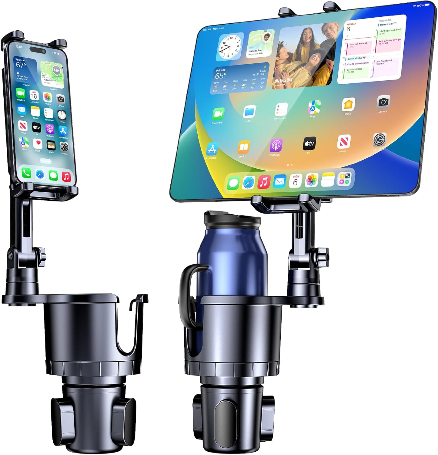 Car Cup Holder Expander - 컵홀더 휴대폰 태블릿 거치대, 2 in
