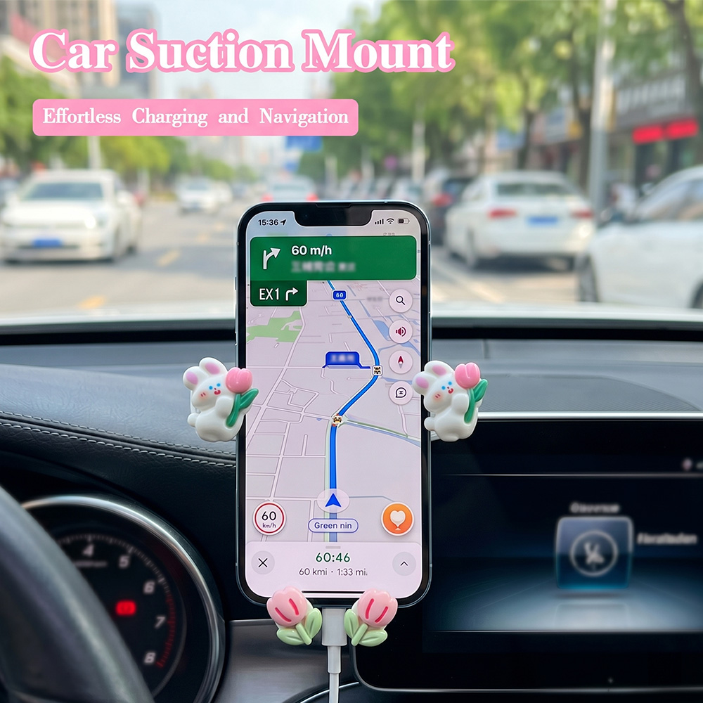 Car Cup Holder Expander - 흡착식 차량용 핸드폰 거치대 만화 귀여운