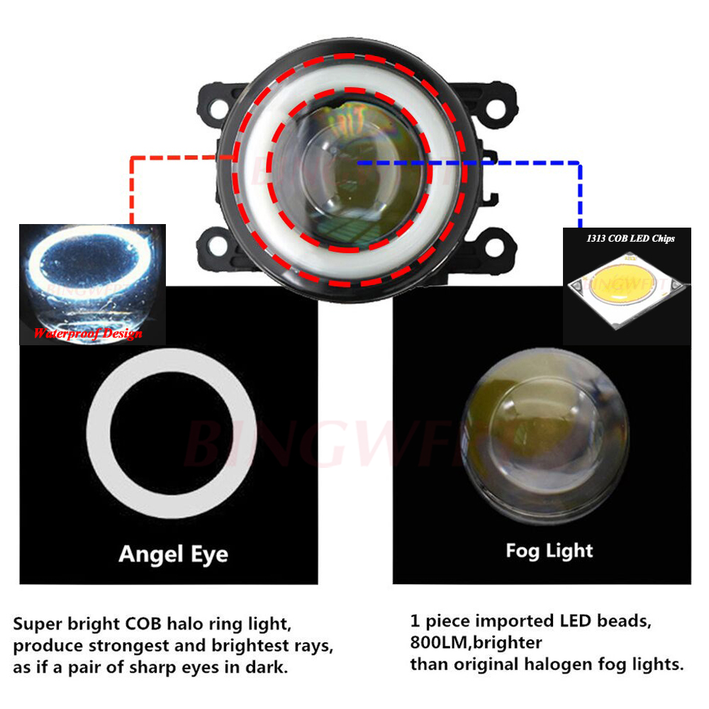 자동차 앞 범퍼 엔젤 아이 안개등 어셈블리, LED 안 - Car Accessories Xcent 리뷰 및 가격