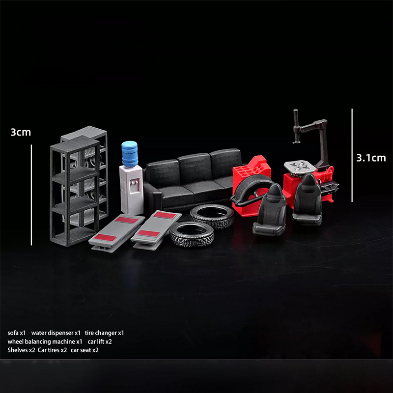 1:64 자동차 정비소 소품 세트 장면 모델 타이어 액 - Car Accessories Decoration 리뷰 및 가격