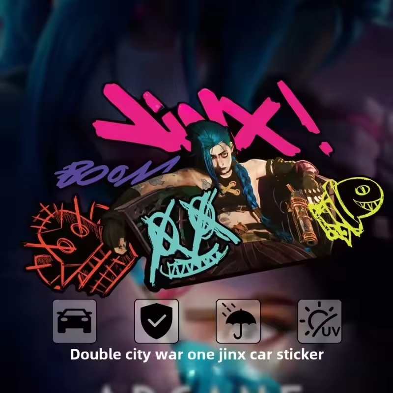 Arcane Jinx 그래피티 반사 자동차 스티커 전기 - Car Accessories Decoration 리뷰 및 가격