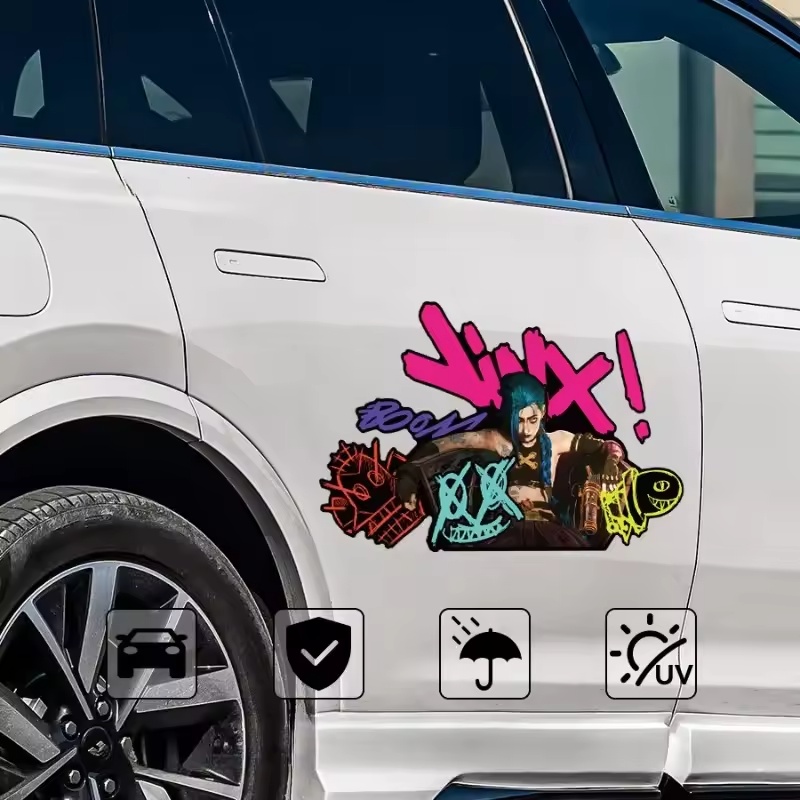 Arcane Jinx 그래피티 반사 자동차 스티커 전기 - Car Accessories Decoration 리뷰 및 가격