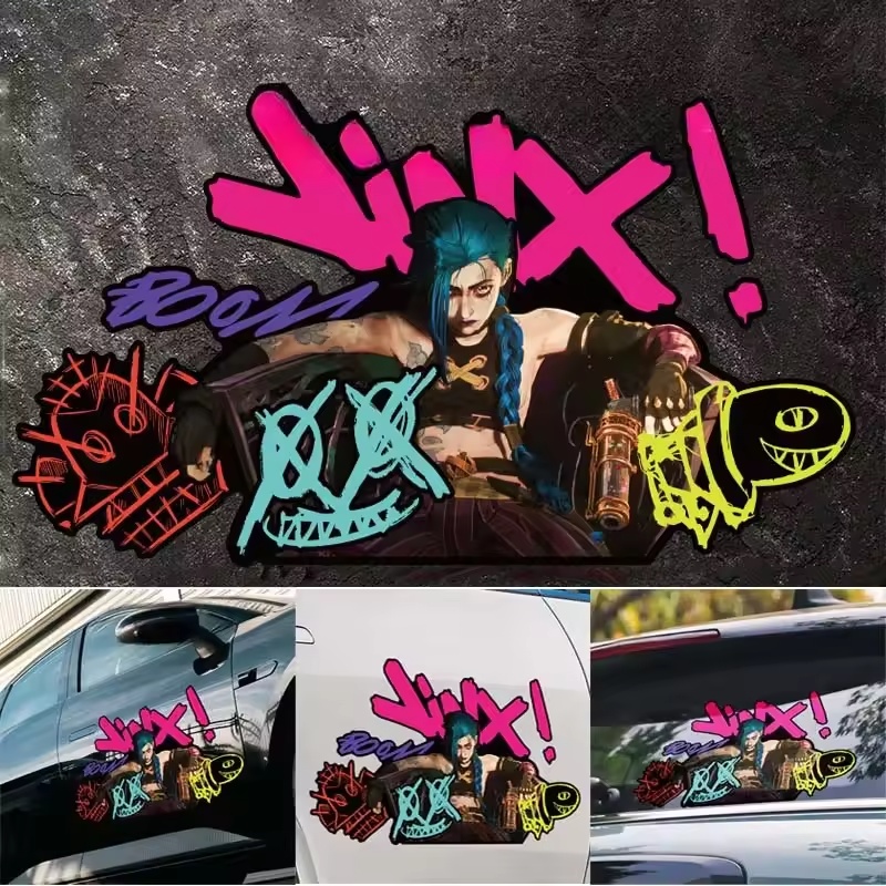 Arcane Jinx 그래피티 반사 자동차 스티커 전기 - Car Accessories Decoration 리뷰 및 가격