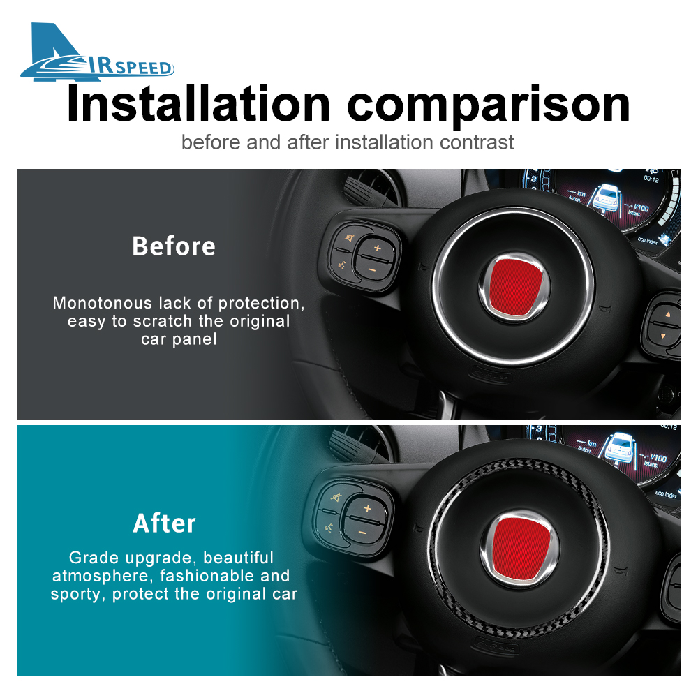 실제 경질 탄소 섬유 스티커, 피아트 500 Abart - Car Accessories Low Price 리뷰 및 가격
